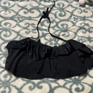 Black Shein top with tie neck and tie back.